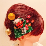 数量限定☆獅子舞☆軒花☆水引髪飾り☆髪飾り☆お祭り髪飾り☆成人式☆畳縁☆水引☆扇子☆