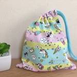 🦄２枚セット、サイズ選べます。ユニコーン 給食袋　（受注製作）コップ袋　巾着袋　ゆめかわ  お道具