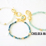 真鍮ビーズと天然石（パール）ビーズのロンデルブレスレット