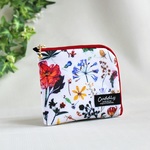 ラミネート☆L字ファスナーミニ財布 　リバティFloral Eveレッド・コンパクト