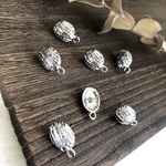 【2ペア】シルバー オーバル ニュアンス ピアス 金具 コネクタ