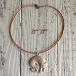 【残1】antique silver plate necklace - cat