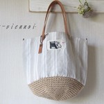 sir・・・様　ご注文品　大き目アイボリー*チェコリネン麻ひも かごバッグ*ショルダー