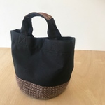 【受注製作】sizeS choco×Black  麻かごラウンドトート