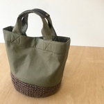 【在庫販売】sizeS choco×Khaki 麻かごラウンドトート