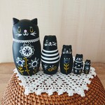 北欧風＊黒猫マトリョーシカ＊５体セット