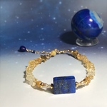【天体観測】夜空のラピスラズリ×星の欠けらのシトリン＆ルチルクオーツ     14kgf