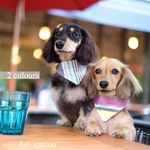 【ピンク×イエロー】ランダムボーダー(3色展開) ♛犬用バンダナ