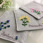 🌼秋の花々・手刺繍コースター３点セット（リンドウ他）