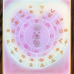 ミニ色紙に描いたフトマニ図パステルアート(ミタマ輝く)＊送料無料