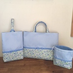 《kitana様オーダー品》花柄✕ブルーストライプ♡リボン セット
