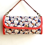 長財布  招き猫だらけ ♡ ダブルファスナー    