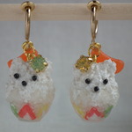 シロクマ みぞれかき氷　ピアス　イヤリング　ノンホールピアス