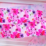 【8531】2m350円 38mm幅 グログランリボン フラワー 花柄 ピンク