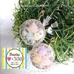 【いいね×300感謝祭り・定形送料無料】☆Forestシリーズ☆パールとパステルカラーのカラフルなお花のきらきらフープピアスorイヤリング☆7月末まで！！