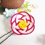 水引お花の和Uピン4個セット　つつじ×桜×白