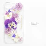 ＊パンジーパープル押し花スマホケース＊