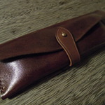 [送料無料] 姫路レザー　フラップペンケース　ブラウン