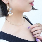 ラインストーンで上品な雰囲気♡アンティークフラワーの個性的ピアス