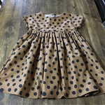  SALE120㎝うしろリボンワンピース ベージュ×ブラックドット