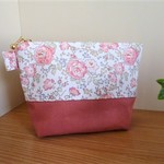【aさま専用】リバティフェリシテピンク×帆布のマチ付きポーチ