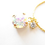 不思議カラー　スワロフスキー・クリスタルトランスミッション　ステンレスチェーン ネックレス（ ニッケルフリー チャーム）☆チェーンの調節がスライドボール方式で、とても簡単☆