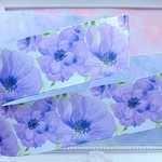 【8536】2m350円 38mm幅 グログランリボン フラワー 花柄 パープル 薄紫