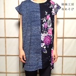【yoko015…様専用】浴衣ロングチュニック*薔薇/着物リメイク