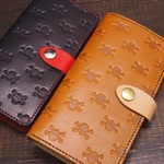手帳型　スマートフォンケース　スカル柄　ドクロ柄　ゆうパケット送料無料　オリジナルスマホケース　本革　レザー