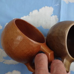 egechannnel様受注作品　桂と朴のペアコーヒーカップ　一木彫り