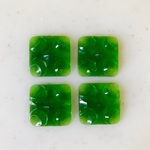Vintage Clear Green Carved Square Cabochons 