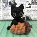 【送料無料】どんぐりと黒猫*あみぐるみ