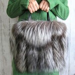 ¶ new antique fur ¶ シルバーフォックスファー楕円底トートバッグ
