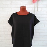☆ Summer SALE！ ☆  　ブラックリネンのフラワーレース付きフレンチスリーブブラウス