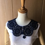 シルクコットンのピコットいっぱいの付け襟