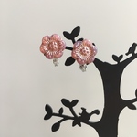 お試し価格 耳に優しい 耳が痛くなりにくい ピンク色のお花のチェコビーズ 