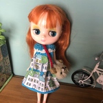 ミディブライス★海辺の風景ワンピとくまポシェット★くま太郎