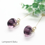 揺れるガラスのロングピアス(ピンク＊紫)