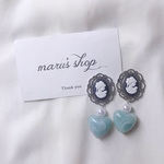 ブルーハートとカメオピアス/イヤリング