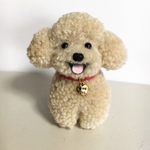 「受注制作」毛糸のぽんぽん、にっこり♪おすわりトイプードル（my Dogチャーム付）