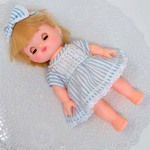 ブルー ストライプのワンピースとリボン 2点セット メルちゃん ソランちゃん 服　