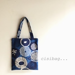 ちょっとそこまで♪ ぺたんこミニバッグ  花ブルー