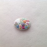 リネンと刺繍の花園オーバル型ヘアゴム or ブローチ