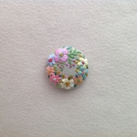 リネンと刺繍の花園サークル型ヘアゴム or ブローチ
