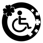 カッティングステッカー 車椅子 四つ葉 クローバー 防犯 シート 車外