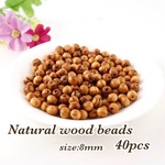 8mm 40個☆ナチュラル ウッドビーズ