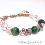 ༅೫葉の雫に癒されて೫༅ 天然石 パワーストーン ブレスレット　マクラメ