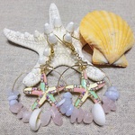 ビジューシェルチャームピアス プカシェル