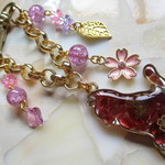 ◇1906『noel-neige様　御売約品』✿ガーネットの猫とお花のバッグチャーム🐈💖