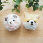 【Ku-kai.kou様ご予約品】ひつじブローチ、柴犬ブローチ